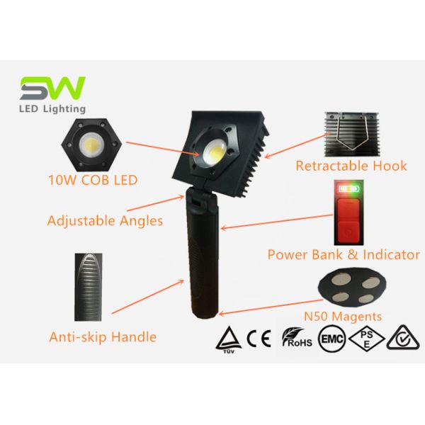 Waterproof 10 Watts Rechargeable Handheld Led Work Light With Magnet Base