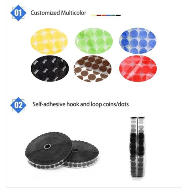 100% Nylon Hook And Loop Dots For Curtains 1.6cm-12.5cm Width