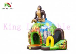 Wholesale Green Jungle Disco Theme Blow Up Bouncy Castle With Slide Amazing Printing For Kids from china suppliers