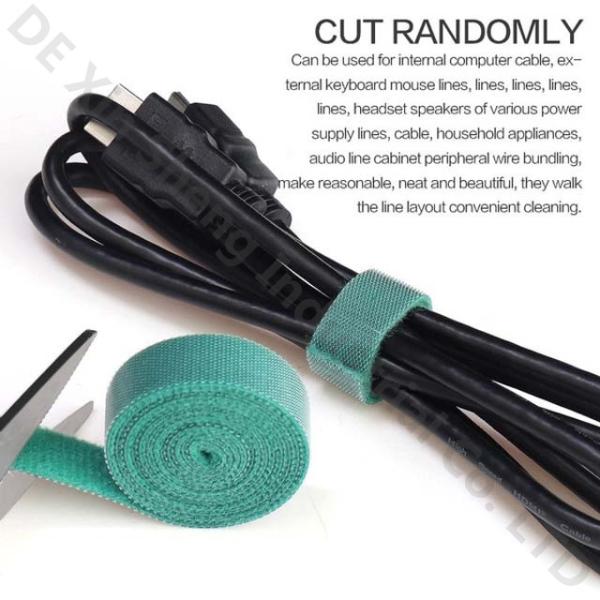 Multi-functional reusable durable adjustable hook and loop cable ties self locking black nylon cable tie