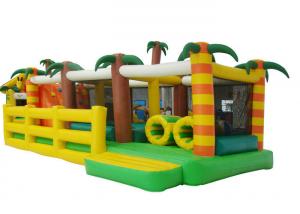 Coconut Tree Inflatable Bouncy Obstacle Course , Outdoor Playground Blow Up Bounce House Race