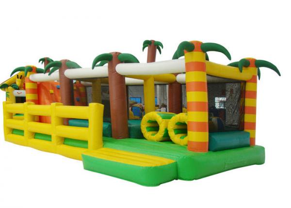 Quality Coconut Tree Inflatable Bouncy Obstacle Course , Outdoor Playground Blow Up Bounce House Race for sale