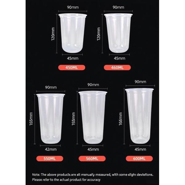 Lesense Custom logo Disposable Plastic Cups Soft clear Bubble Tea Plastic Cup with Lid Boba Juice Cup
