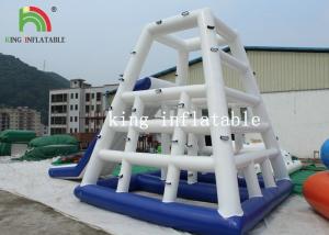 China White / Blue Heat Sealed Inflatable Water Toy / Aqua PVC Climbing Tower With Slide on sale