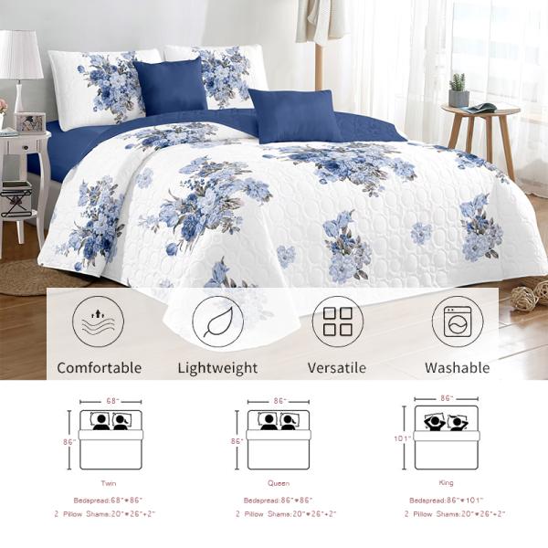 Customized Homeuse Bedroom Quilt Bedding Set with Ultrasonic Stitching Technology