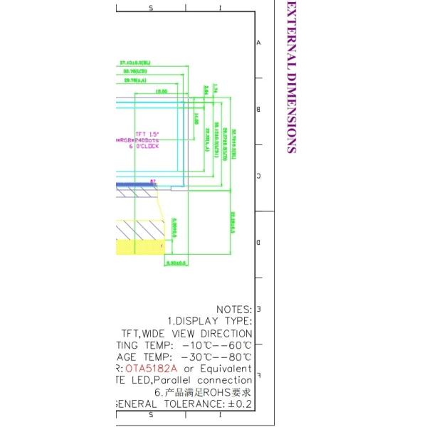 1.5 Inch TFT LCD Display with 480*240 Resolution LED Backlight Type High Brightness 160cd/m2