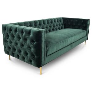 Wholesale Golden Metal Leg Button Tufted Sofa Sets For Wedding / Living Room , Black Velvet Fabric from china suppliers