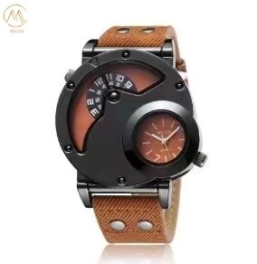 Creative Design Quartz Watch With Durable Denim Leather Strap For Teenagers