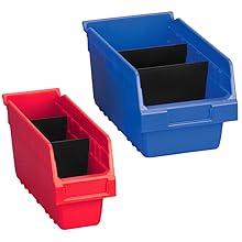 Plastic Shelf Bins Slanted Rectangle Tool Storage Bin Plastic Stackable Heavy Duty Tool Box Storage Shelf for Parts Hammers Use