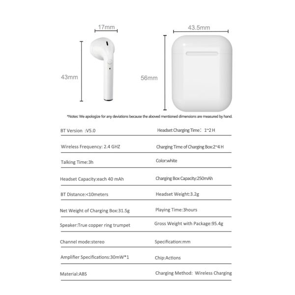 TWS Airpods Wireless Earbuds Portable 5.0 Bluetooth Headset 2500mAh For Smartphone