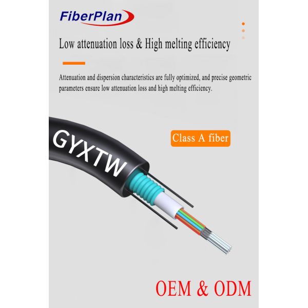 Armored Singlemode GYXTW G652D Outdoor Single Mode Fiber Optic Cable