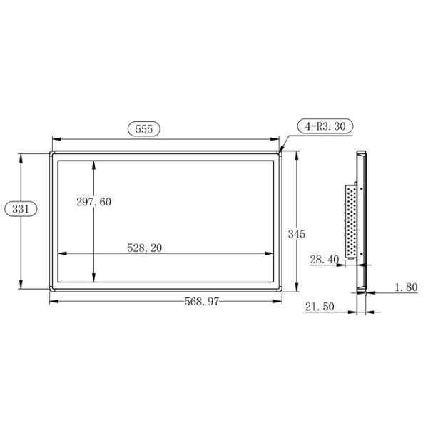 23.8 Inch Fully Enclosed Industrial Embedded Dustproof Horizontal Board Resistance TouchScreen LCD Monitor
