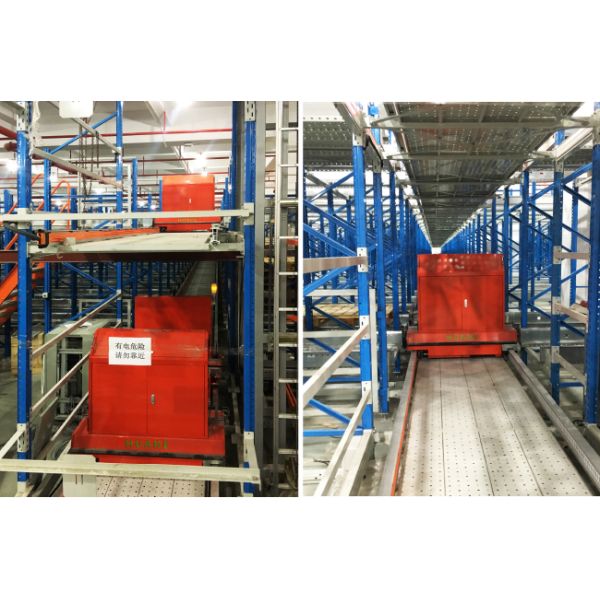 Two Way Radio Shuttle Cart And Carrier ASRS Automatic Storage And Retrieval System Pallet Runner Rack System