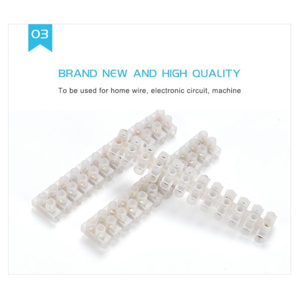 12 P Plastic X3 PVC Screw Terminal Block Strips For 10 Amp Power Cables Choc Block Cable Joiner