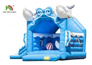 China Customize Business 1.6ft Blue Dolphin Inflatable Jumping Castle For Kids Double - Triple Stitch on sale