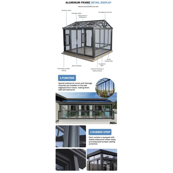 Manufacture Outdoor Modern Designs Waterproof Customizable Aluminum Alloy Frame Sunroom Movable Sunroom