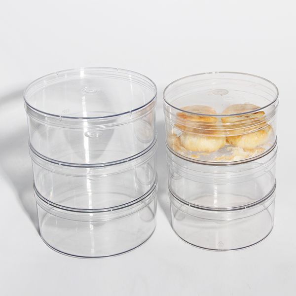 Transparent Food Grade Round Container PET Plastic Box With Clear Lid