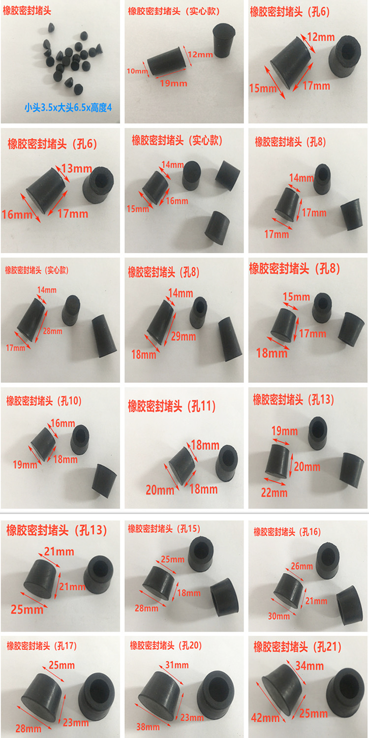 Multi-size Rubber Conical Plugs for Formwork Rebar Holes and PVC Pipes