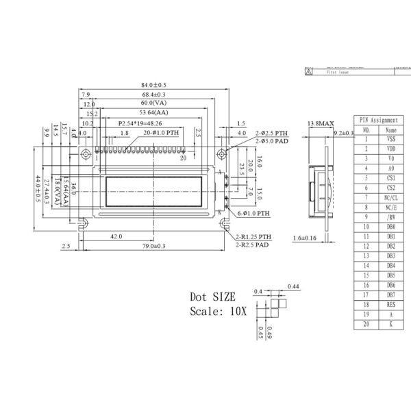 COB STN Blue Graphic LCD Module 122 x 32 With White Backlight For Medical