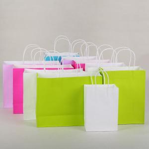 Wholesale Solid Coloured Kraft Paper Bags Recyclable Environmentally Friendly For Shopping from china suppliers