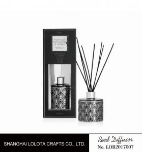 Wholesale applique pattern clear bottle reed diffuser with exposure folding box from china suppliers