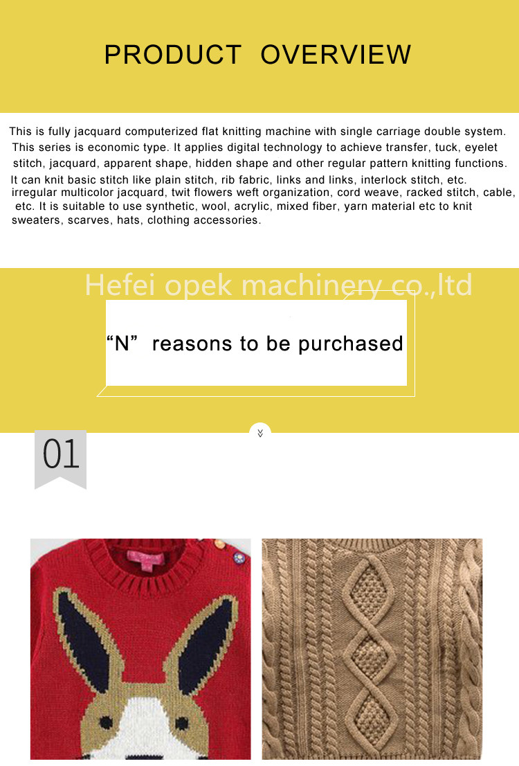 Fully Fashion Automatic Computerized Flat Knitting Machine Single Double Three System Sweater