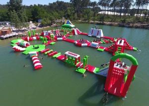 China Red and Green Moving Inflatable Aqua Water Park For Sea Or lake on sale