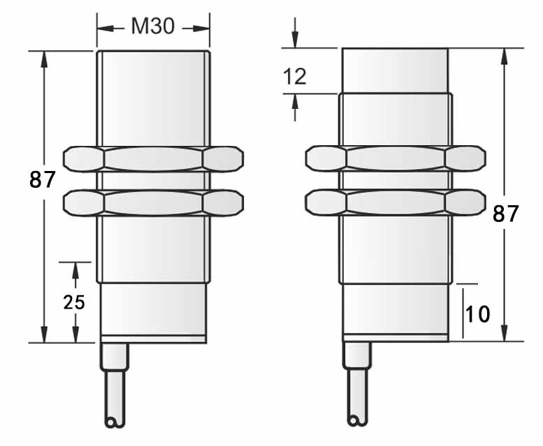 DC 10-40V Plastic Cylindrical M30 Capacitive Sensor