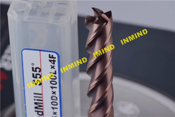 10 mm / 12 mm Metal Cutting Tools Extra Long CNC End Mill 4 Flute With AlTiN Coating