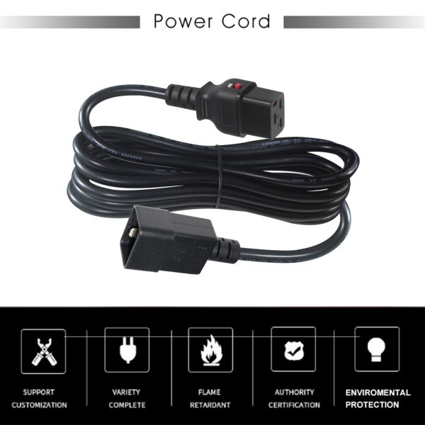 IEC C19 to C20 Power Cord 1.5m PVC Jacket 220V EU Plug