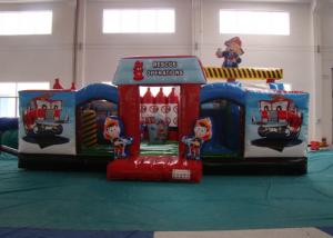 China Customized Fire Truck Design Inflatable Fun City Fireproof inflatable fire engine 8 X 6 X 5m In Public on sale