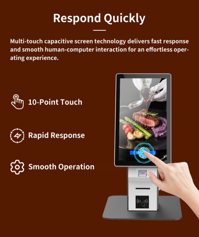 Compact Self Payment Kiosk With Touchscreen Barcode Scanner Receipt Printer POS Payment