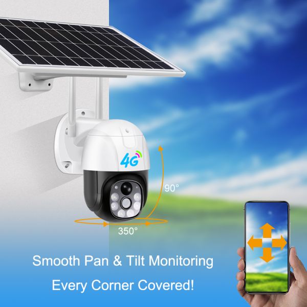 plastic outdoor low power consumption mini 1080P 2MP 4G WIFI PT camera solar security system