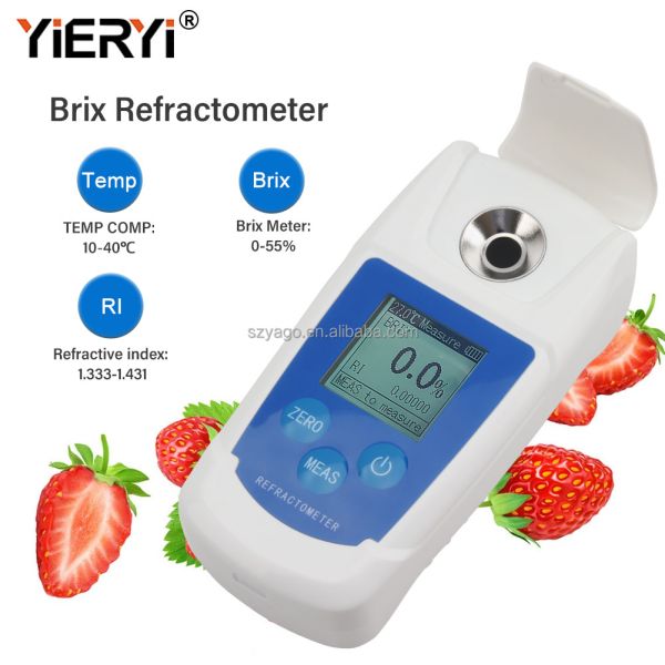 Digital Brix Refractometer with 0-55% Measurement Range Compact Size 120mm*58.5mm*30mm and ±0.1%Brix Resolving Power
