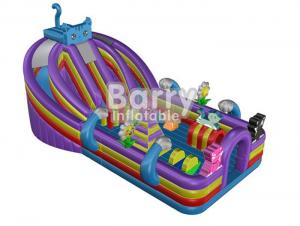 Wholesale Custom Made Blue Cat Inflatable Toddler Playground / Kids Playground Equipment With Colorful Jumping Bounce House from china suppliers