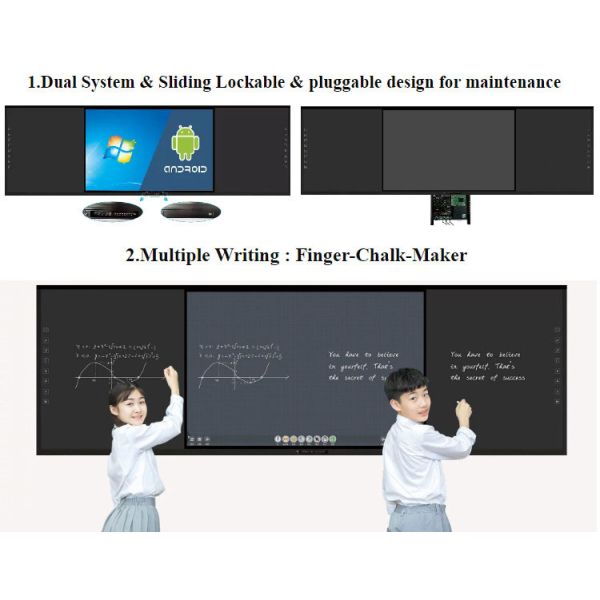 75 Inch LED Smart Blackboard For Teaching School Interactive 350 Cd/㎡