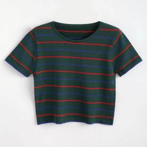 Wholesale Custom Logo Stripe Cotton T Shirt Printing for Women from china suppliers