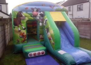 Wholesale 12ftx18ft Farmyard Inflatable Combo , Kids Green Jumping Bounce House With Slide from china suppliers