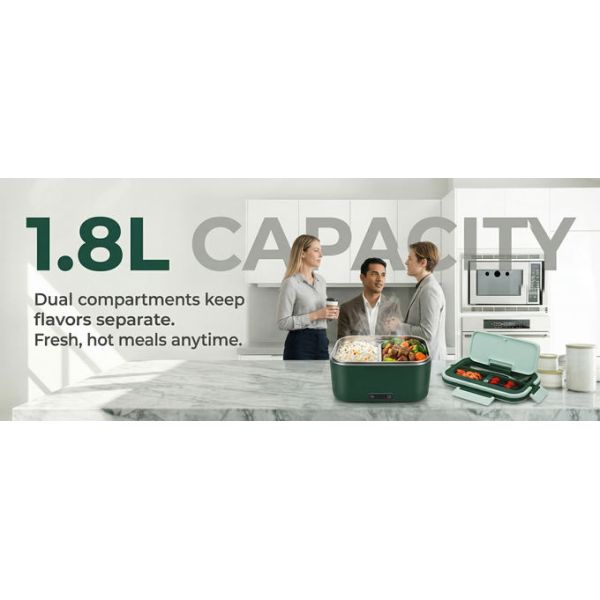 Intelligent Heated Lunch Box Digital Display Touch Control Portable Electric Food Heater 120W