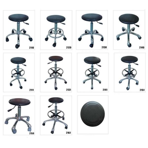 Polyurethane Round ESD Safe Chairs w/Anti Slip Ring Pattern Color Black