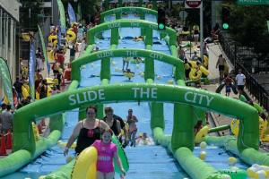 Wholesale Customized 100m Long Outdoor Inflatable Water Sports Game City Slide For Adults from china suppliers