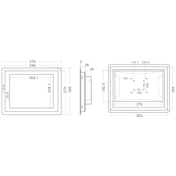 Industrial Grade 15" Embedded Touch Panel PC True Flat Fanless Computers