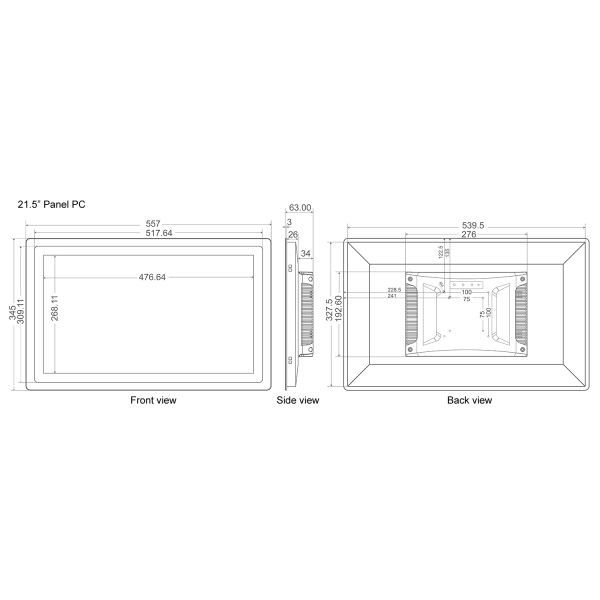 21.5in 350nits Embedded Touch Screen Computer Integrated Graphics