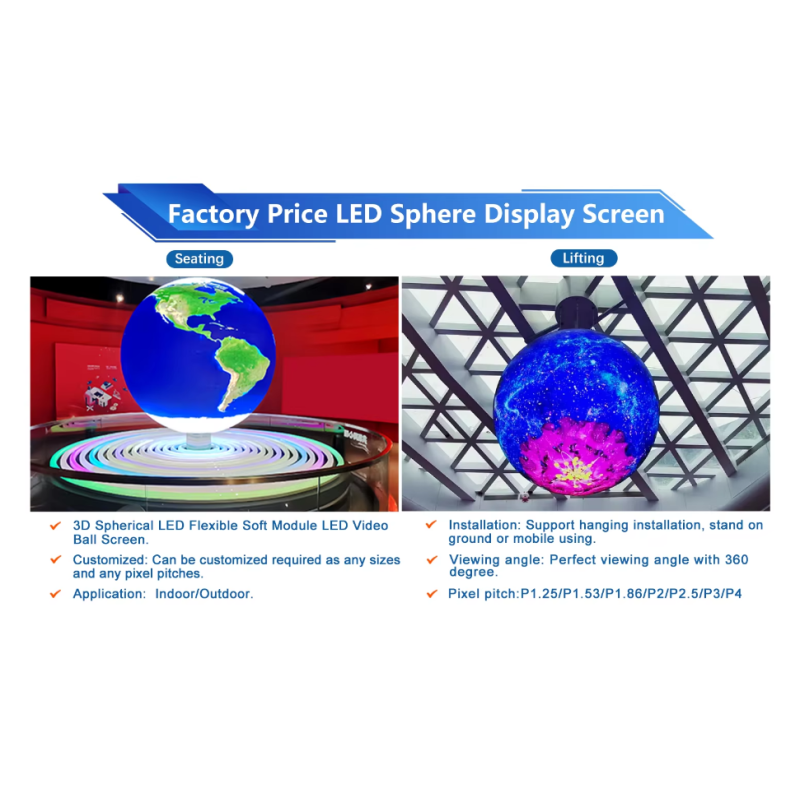 Customized LED Spherical Ball Light Screen LED Video Sphere Screen Display