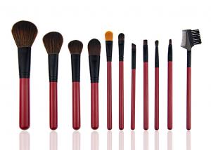 Red Beautiful Travel Foundation Makeup Brushes Professional Set 11 Piece