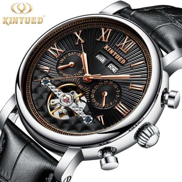 Leather Strap Minimalist Mechanical Watch With High Refraction Table Mirror