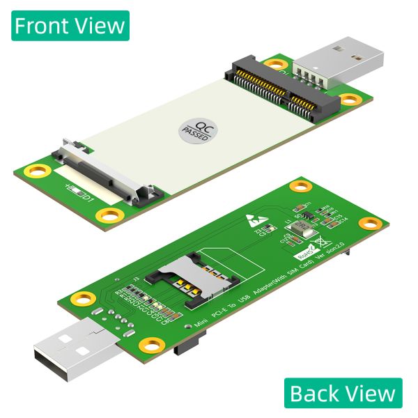 Mini PCI-E to USB Adapter with SIM Card Slot for WWAN/LTE Module - Plug & Play and Compact 31*80mm Size