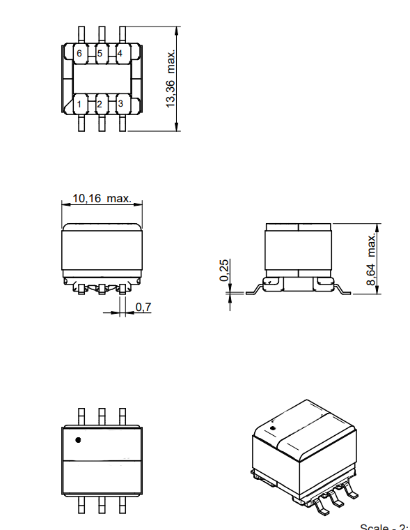 EP7 High Saturation Current SMD Flyback Transformers 750312365