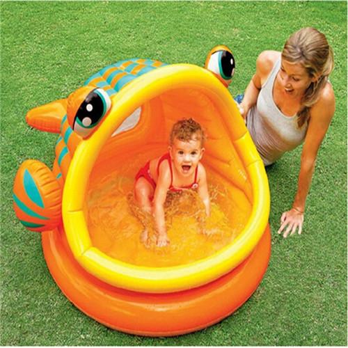 Quality Fish Shade Baby Swimming Inflatable Pool Cartoon Animal Mouth Open Baby Water Playing Pool for Kids Children for sale