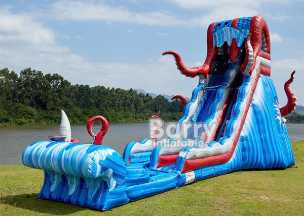 Quality 0.55mm PVC Tarpaulin 25 FT Ocean Battle Slide , Inflatable Adults Water Slide For Backyard for sale